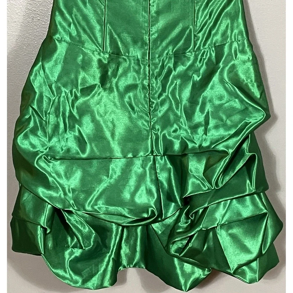Vintage Jessica McClintock Gunne Sax Cocktail Strapless Dress Emerald Green Sz 5